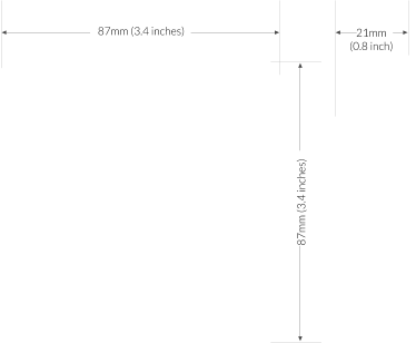 87mm (3.4 inches) 87mm (3.4 inches) 21mm (0.8 inch)