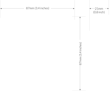 87mm (3.4 inches) 87mm (3.4 inches) 21mm (0.8 inch)